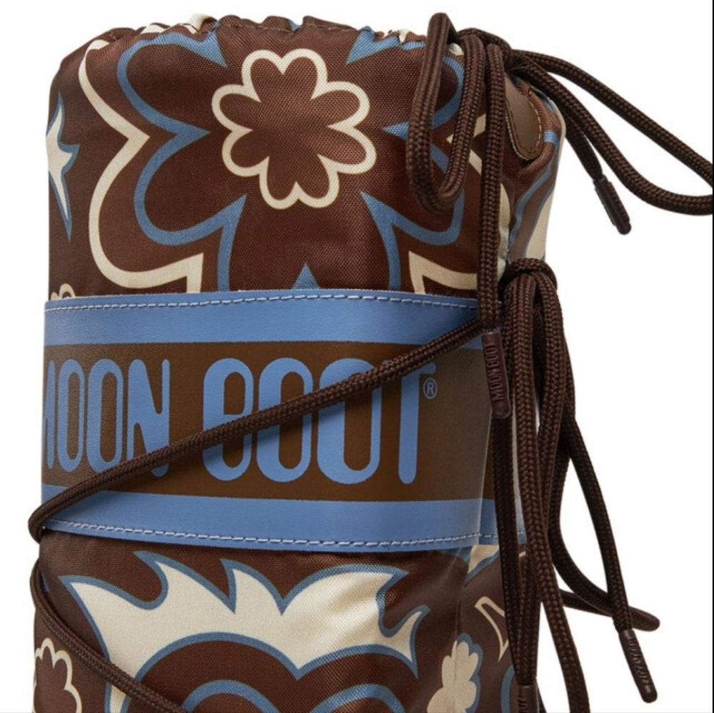 Moon Boot Icon Flower Moon Boots Floral Boots Brown White Blue Flowers - Picture 14 of 16